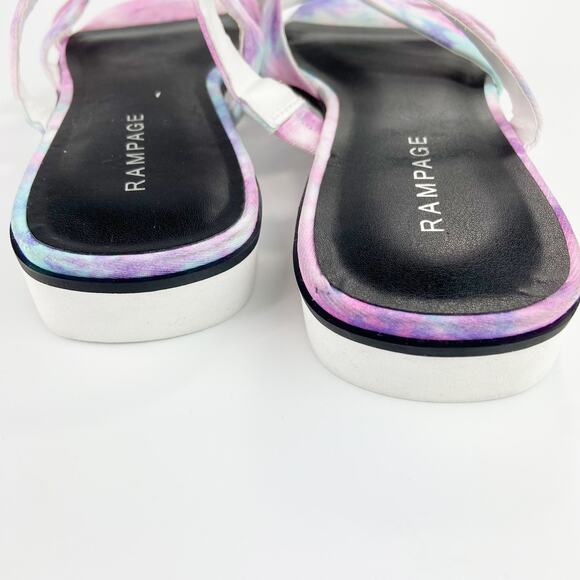 Rampage Ally Strappy Slide Sandals Size 8 Pink Purple Tie Dye Flatform Open Toe - Picture 7 of 10